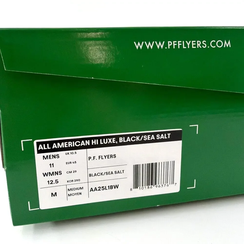 P.F. Flyers Black Sea Salt All-American High-Top Luxe Sneakers Size M 11 W 12.5 - Picture 3 of 12
